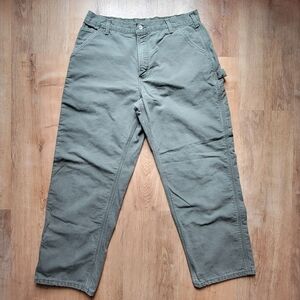 Vintage Carhartt Pants Mens 36x30 Green Flannel Lined Canvas MADE IN USA B111